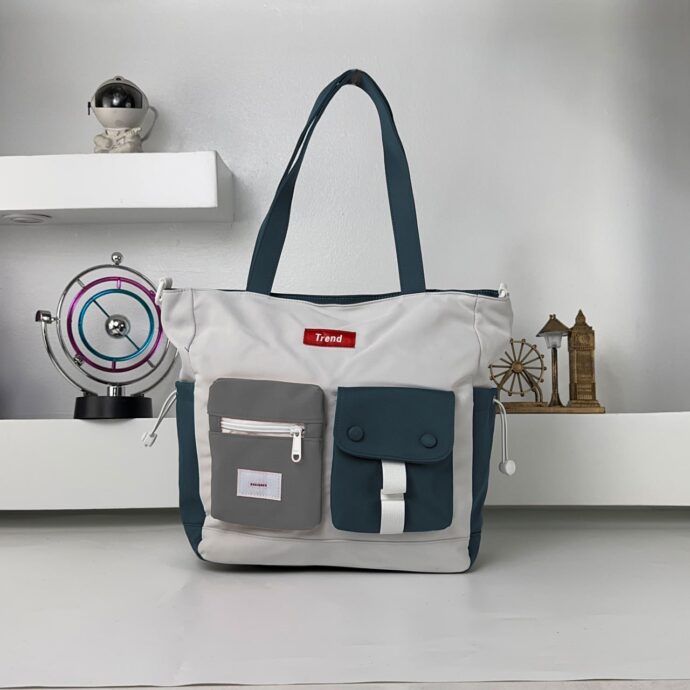 ⁦Sac Fourre-Tout Style Coréen Moderne et Fonctionnel  – Bleu⁩ - الصورة ⁦2⁩