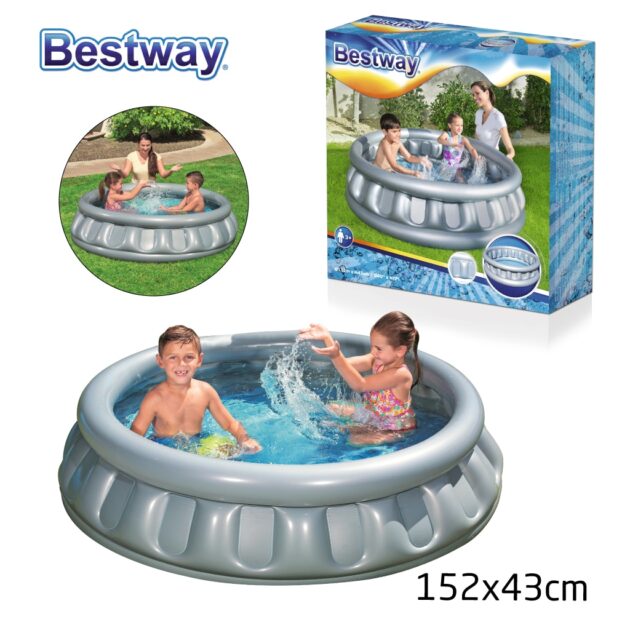 Piscine Ronde Gonflable Enfants – Piscine Vaisseau Spatial Argentée