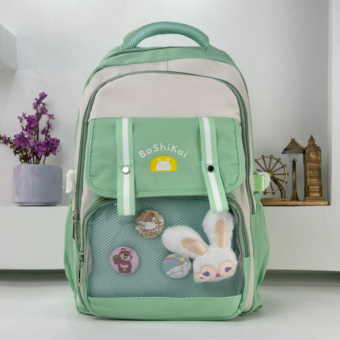 ⁦Sac à Dos Scolaire Kawaii BoShiKai VERT – Le style coréen mignon pour les enfants !⁩ - الصورة ⁦7⁩