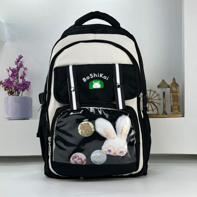 ⁦Sac à Dos Scolaire Kawaii BoShiKai NOIR – Le style coréen mignon pour les enfants !⁩ - الصورة ⁦6⁩