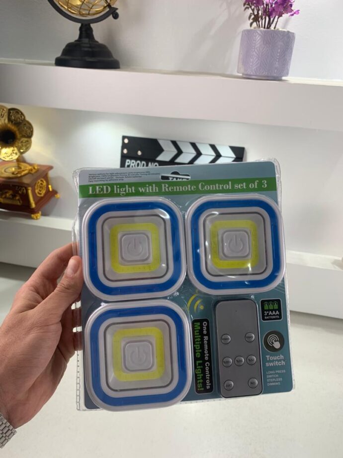 ⁦Pack de 3 Lumières LED COB avec Télécommande – 150 Lumens, Installation Facile⁩ - الصورة ⁦4⁩