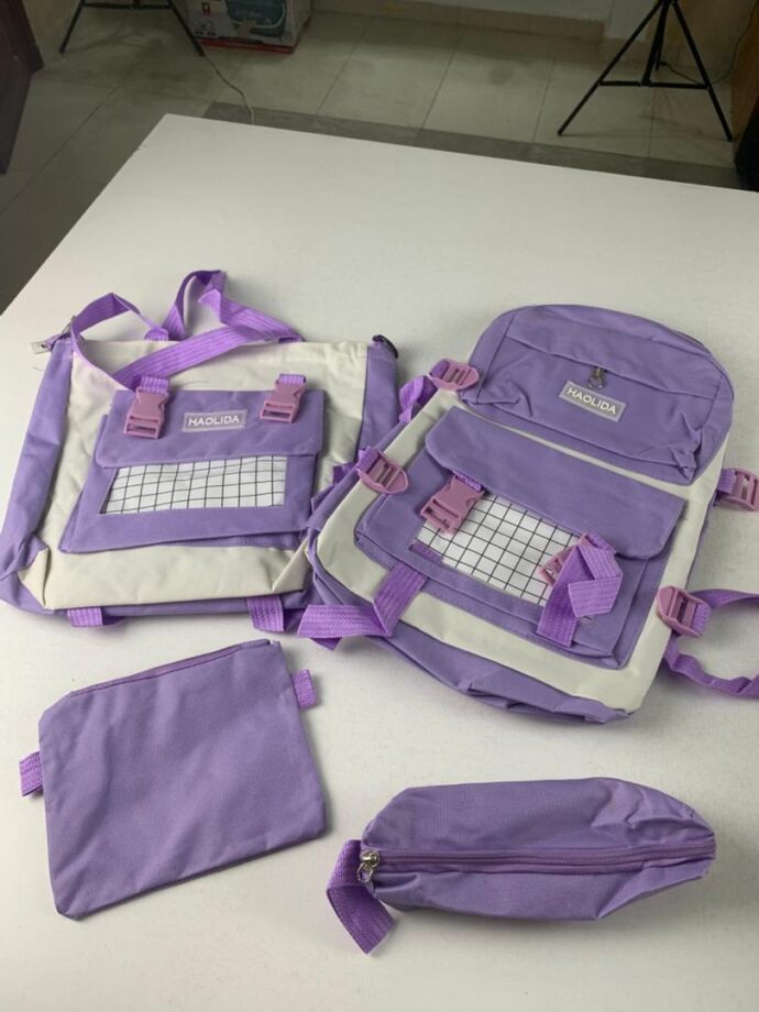⁦Sac à Dos Kawaii 4-en-1 HAOLIDA V1 –  Mauve⁩ - الصورة ⁦3⁩