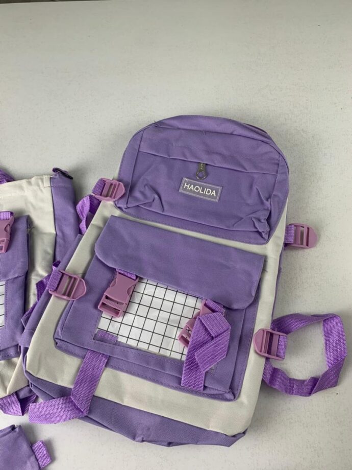 ⁦Sac à Dos Kawaii 4-en-1 HAOLIDA V1 –  Mauve⁩ - الصورة ⁦4⁩