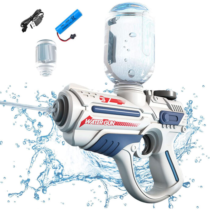 Pistolet à Eau Électrique Rechargeable 200ml – Longue Portée pour Enfants et Adultes