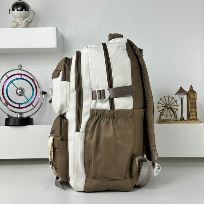 ⁦Sac à Dos Décontracté Style Milkshake Unisexe  – Marron⁩ - الصورة ⁦7⁩