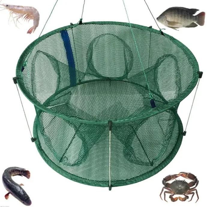 Piège de Pêche à Lancer à la Main – Nylon Résistant 2 Étages