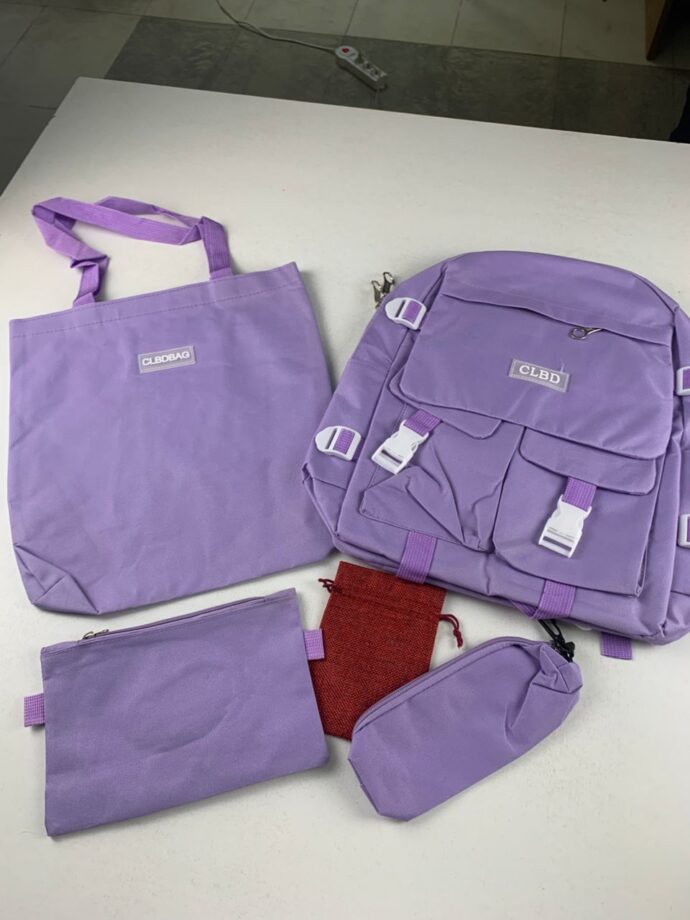 ⁦Set Scolaire Kawaii 5 Pièces – CLBD V2 – Mauve⁩ - الصورة ⁦3⁩