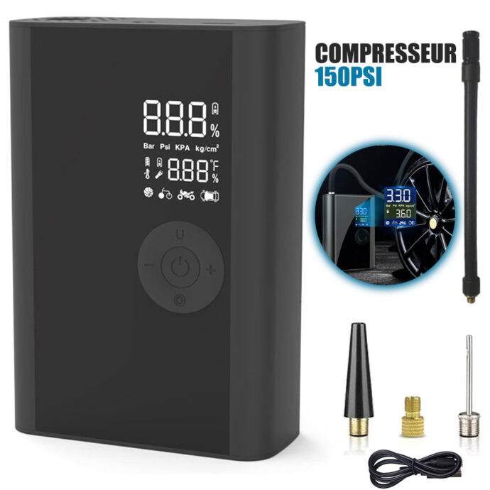 ⁦Mini Pompe à Air 150 PSI – Rechargeable et Multifonction⁩ - الصورة ⁦3⁩