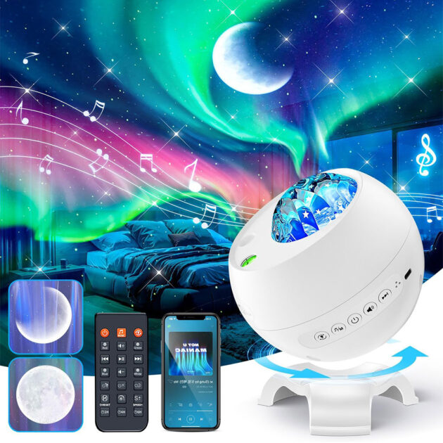 Projecteur Aurores & Bluetooth – Ambiance Galactique à la Maison