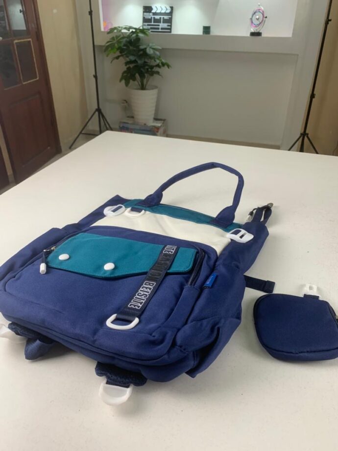 ⁦Ensemble de sacs scolaires kawaii 2 pièces avec pochette – Bleu⁩ - الصورة ⁦3⁩