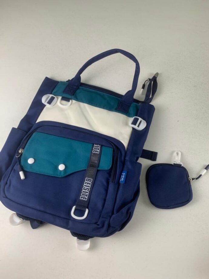⁦Ensemble de sacs scolaires kawaii 2 pièces avec pochette – Bleu⁩ - الصورة ⁦4⁩
