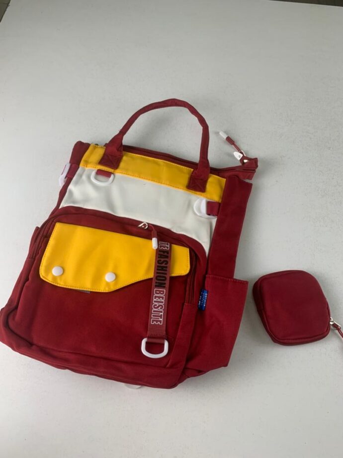 ⁦Ensemble de sacs scolaires kawaii 2 pièces avec pochette – Rouge⁩ - الصورة ⁦2⁩