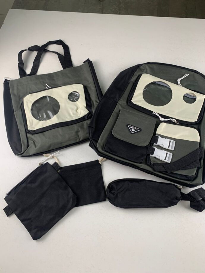 ⁦Set de Sacs Scolaires Kawaii 5 Pièces – Guiyu V2 – Noir et Gris⁩ - الصورة ⁦3⁩