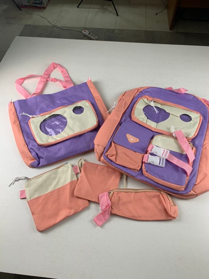 ⁦Set de Sacs Scolaires Kawaii 5 Pièces – Guiyu V2 – Rose et Mauve⁩ - الصورة ⁦3⁩