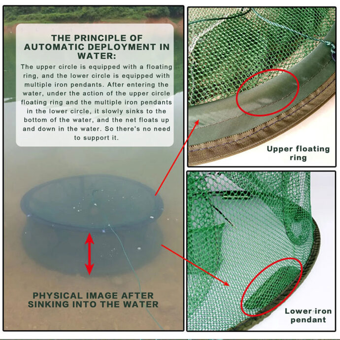 ⁦: Piège de Pêche à Lancer à la Main – Nylon Résistant 2 Étages⁩ - الصورة ⁦7⁩