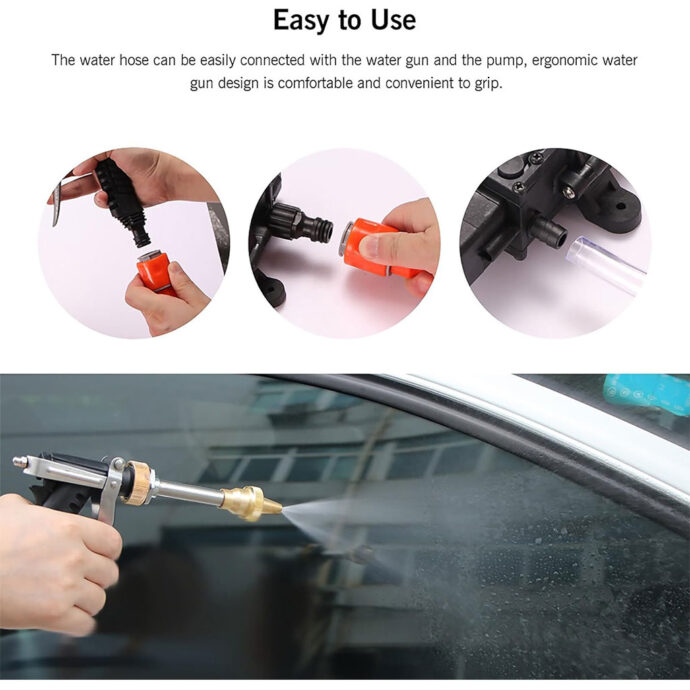 ⁦: Nettoyeur Haute Pression 130 PSI – Kit de Lavage Portable 12V pour Voiture⁩ - الصورة ⁦8⁩