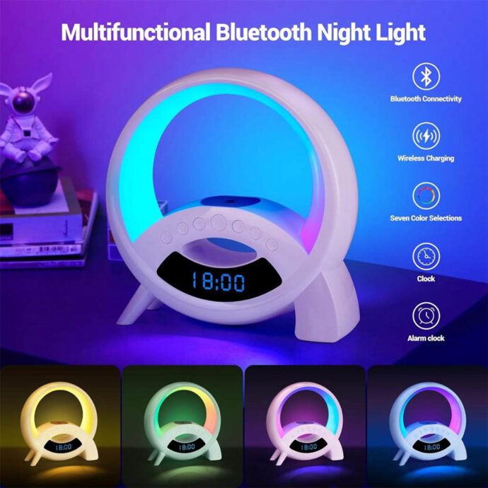 ⁦Lampe de Table Multifonction Q18 – Bluetooth, Réveil et Charge Sans Fil⁩ - الصورة ⁦10⁩
