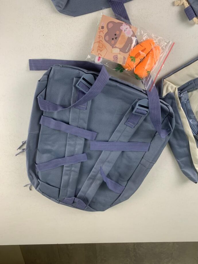 ⁦Set de Sacs Scolaires 4 Pièces Style Kawaii avec Accessoires – Couleur Bleu⁩ - الصورة ⁦5⁩