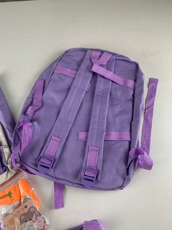 ⁦Set de Sacs Scolaires 4 Pièces Style Kawaii avec Accessoires – Couleur Mauve⁩ - الصورة ⁦5⁩