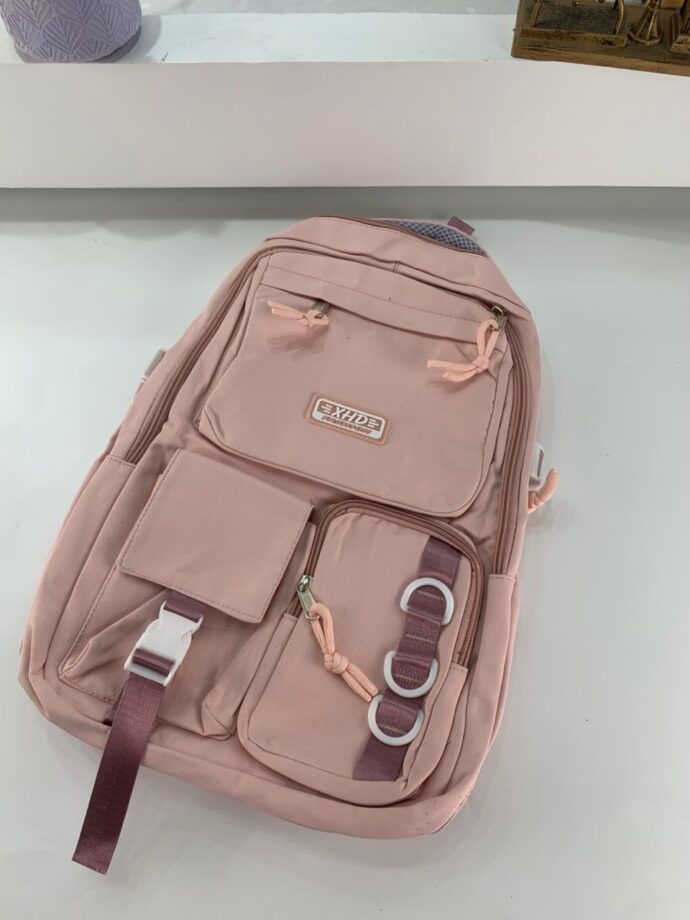 ⁦Sac à Dos Scolaire Décontracté XHD en Nylon – Noir⁩ - الصورة ⁦7⁩