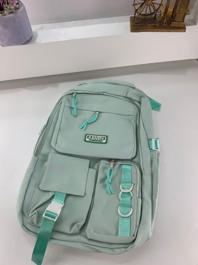 ⁦Sac à Dos Scolaire Décontracté XHD en Nylon – Vert⁩ - الصورة ⁦7⁩