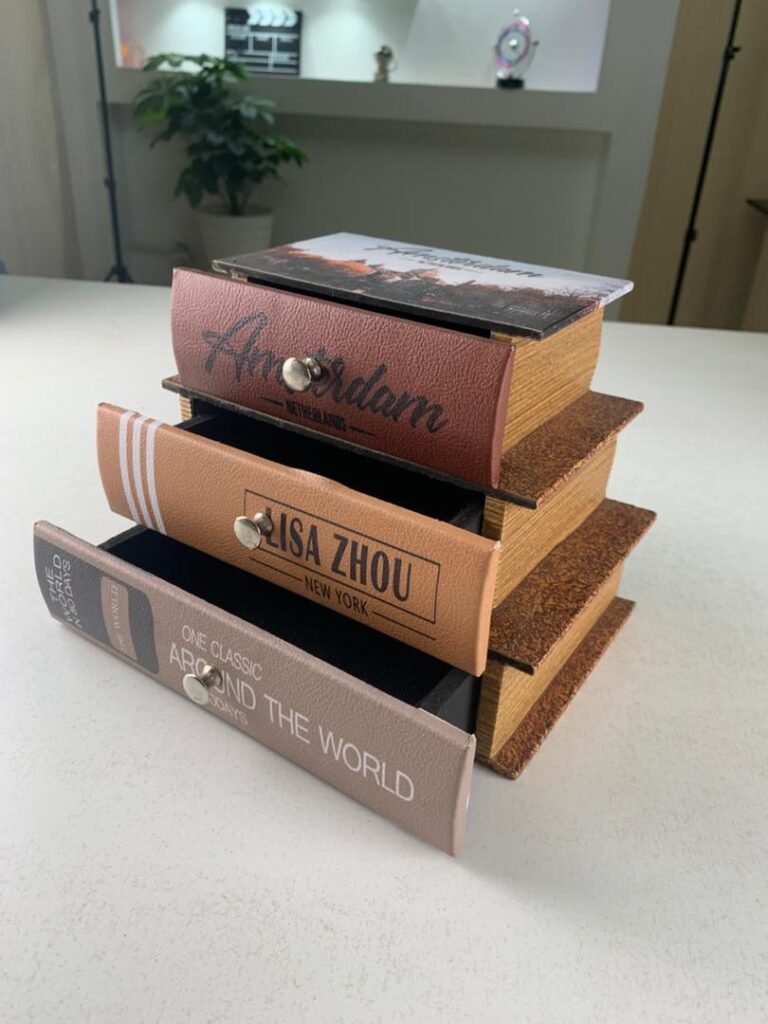 Boîte de Rangement en Forme de Livres – Design Vintage Élégant