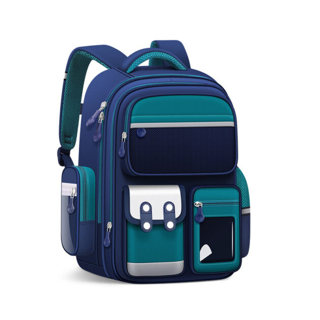 Grand Sac à Dos Enfant  pour École Primaire – Bleu et Vert