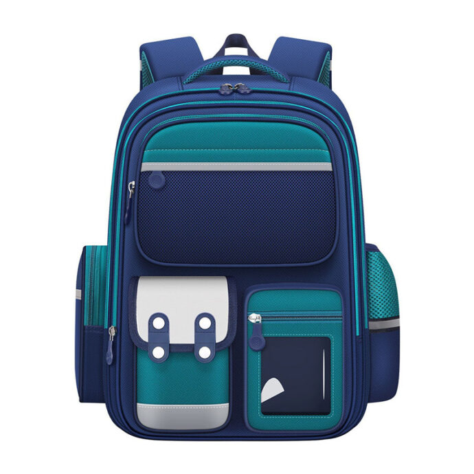 ⁦Grand Sac à Dos Enfant  pour École Primaire – Bleu et Vert⁩ - الصورة ⁦2⁩