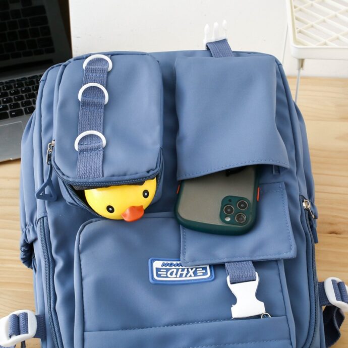 ⁦Sac à Dos Scolaire Décontracté XHD en Nylon – Bleu⁩ - الصورة ⁦3⁩