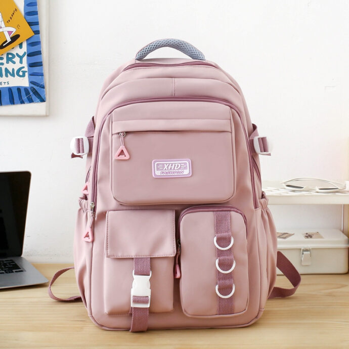 ⁦Sac à Dos Scolaire Décontracté XHD en Nylon – Vert⁩ - الصورة ⁦3⁩
