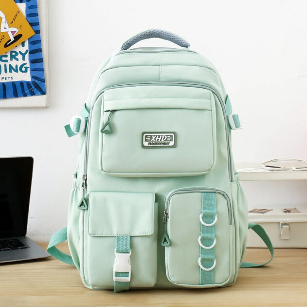 Sac à Dos Scolaire Décontracté XHD en Nylon – Vert