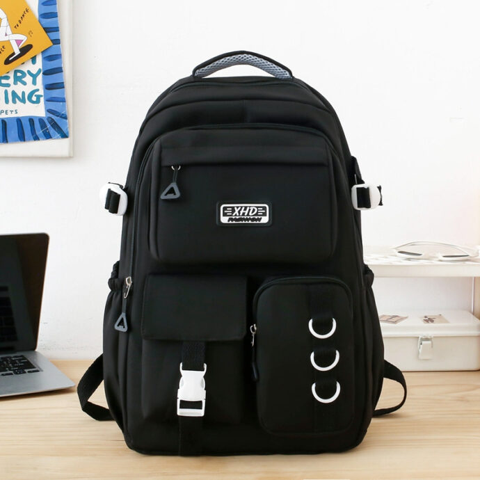 ⁦Sac à Dos Scolaire Décontracté XHD en Nylon – Vert⁩ - الصورة ⁦5⁩