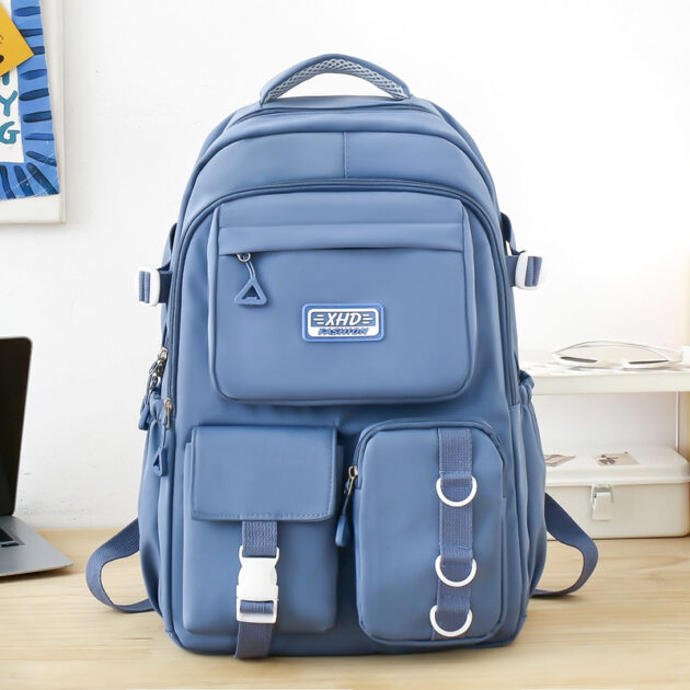 Sac à Dos Scolaire Décontracté XHD en Nylon – Bleu