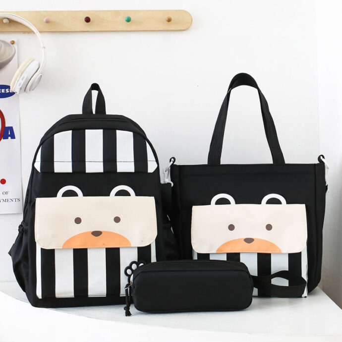 ⁦Ensemble 3Pcs Sacs École Kawaii Ours marron  – Étanche et Confortable pour Ados⁩ - الصورة ⁦4⁩