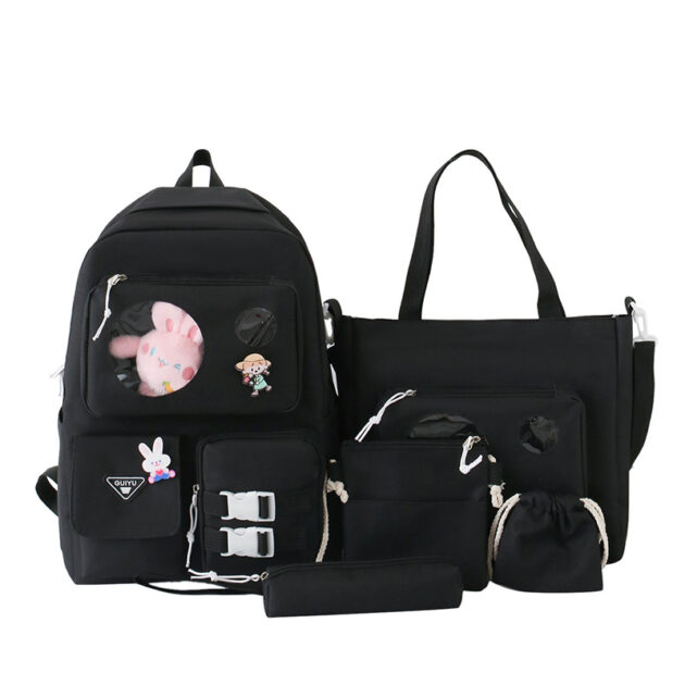 Set de Sacs Scolaires Kawaii 5 Pièces – Guiyu V2 – Noir