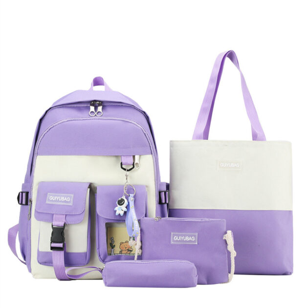 Kit Scolaire 4-en-1 Kawaii pour Filles – Guiyu V3- Mauve