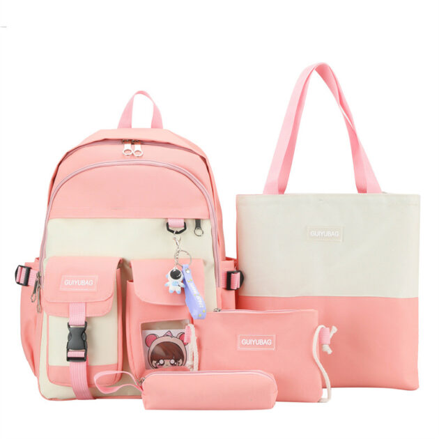 Kit Scolaire 4-en-1 Kawaii pour Filles – Guiyu V3- Rose