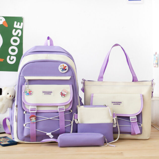 Ensemble 4Pcs Sacs Kawaii mauve GUORANCHAO – Confortable
