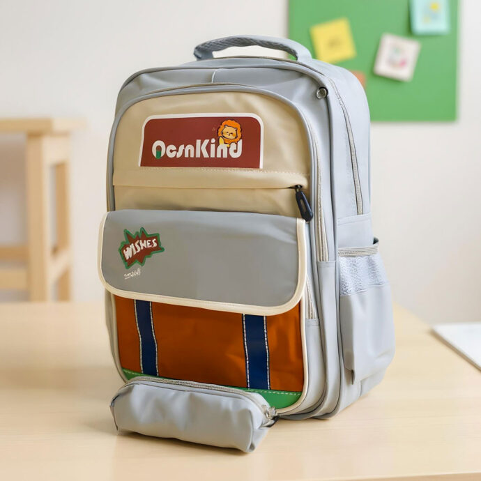 Sac à Dos Enfant avec Trousse – Gris