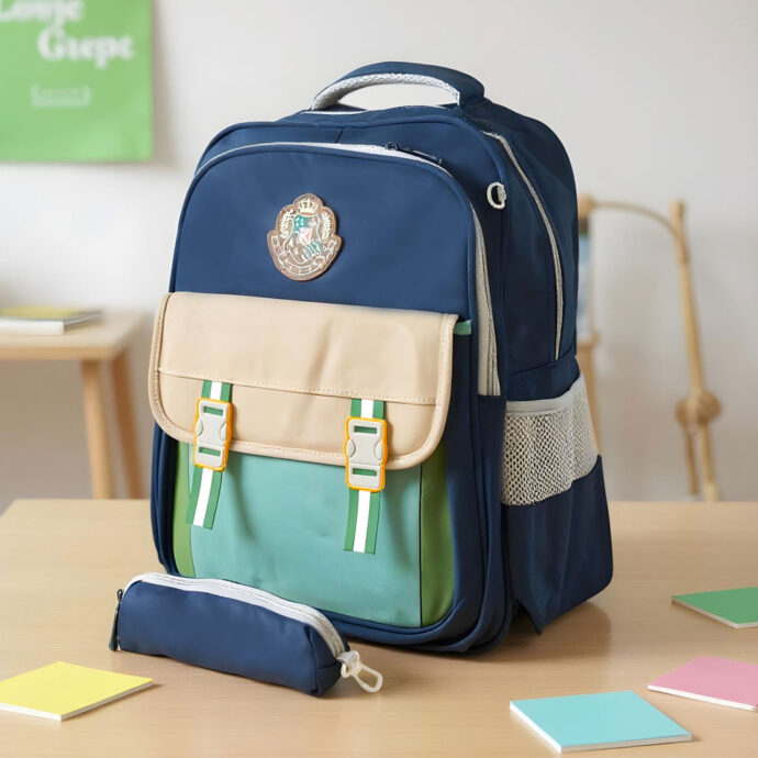 ⁦Sac à Dos Scolaire avec Trousse – Modèle Enfant 2605 Beige⁩ - الصورة ⁦4⁩