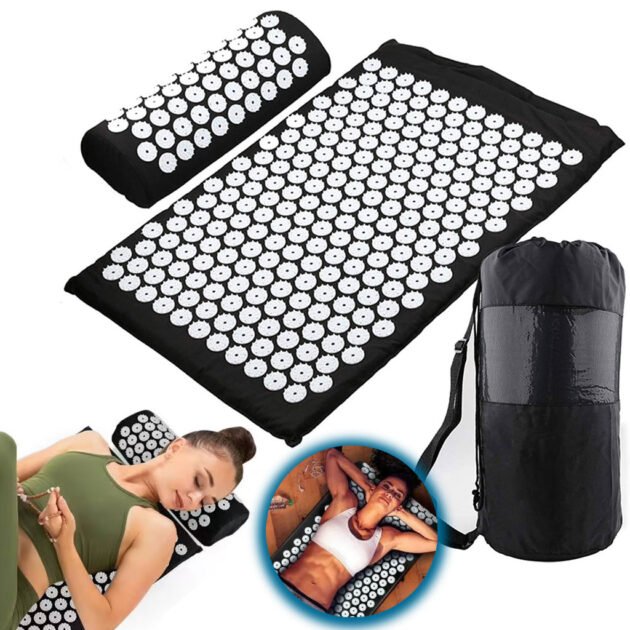 Tapis d’Acupression et Oreiller avec Sac – Soulagement Douleurs & Relaxation