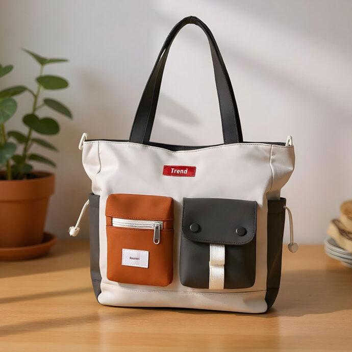 ⁦Sac Fourre-Tout Style Coréen Moderne et Fonctionnel  – Gris⁩ - الصورة ⁦2⁩