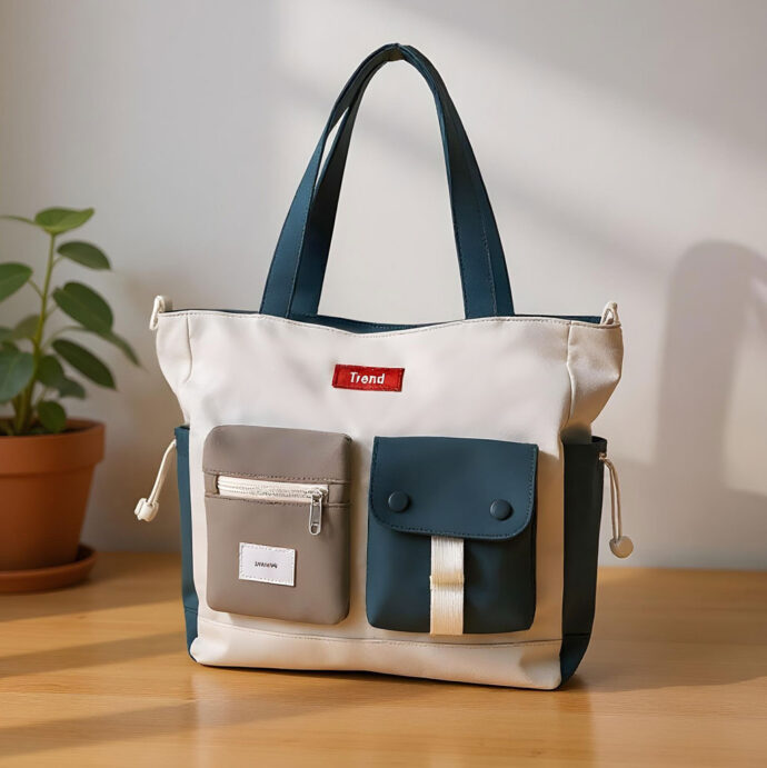 ⁦Sac Fourre-Tout Style Coréen Moderne et Fonctionnel  – Bleu⁩ - الصورة ⁦3⁩