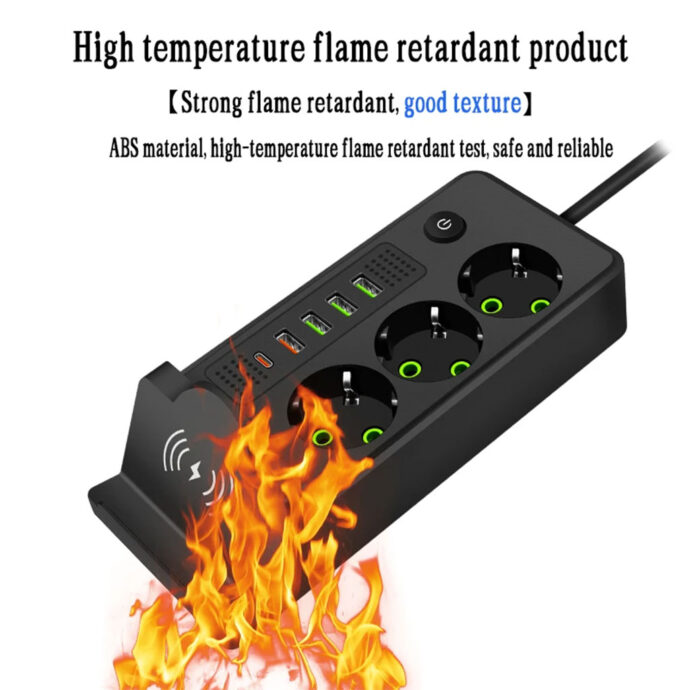 ⁦Multiprise POWER SOCKET 2500W – Charge Rapide, Sans Fil et Multi-Ports⁩ - الصورة ⁦3⁩