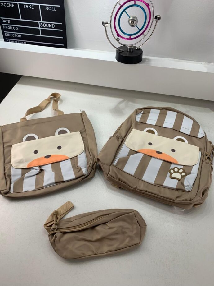 ⁦Ensemble 3Pcs Sacs École Kawaii Ours marron  – Étanche et Confortable pour Ados⁩ - الصورة ⁦7⁩