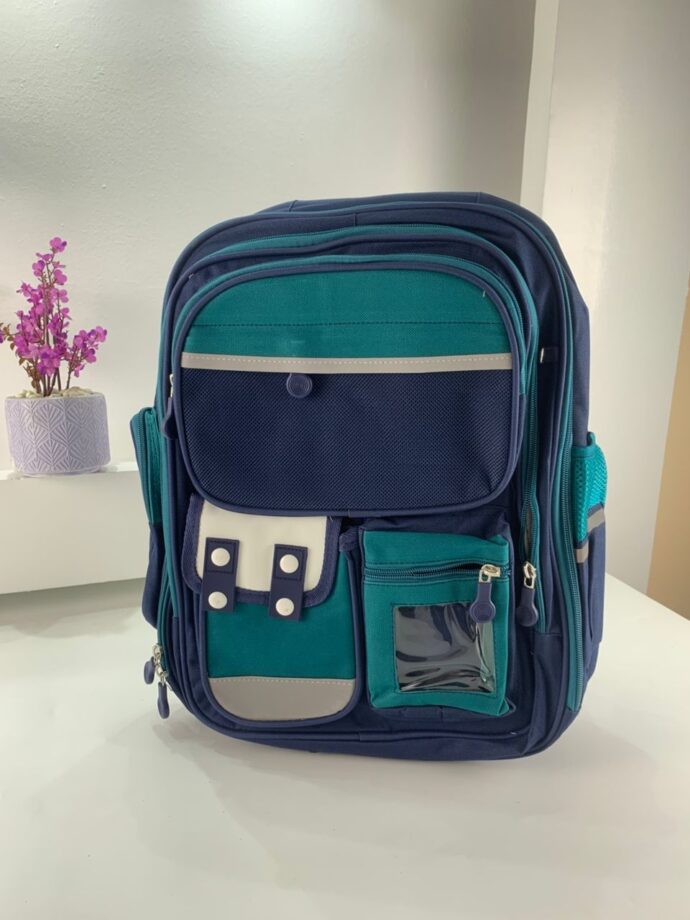 ⁦Grand Sac à Dos Enfant  pour École Primaire – Bleu et Vert⁩ - الصورة ⁦7⁩