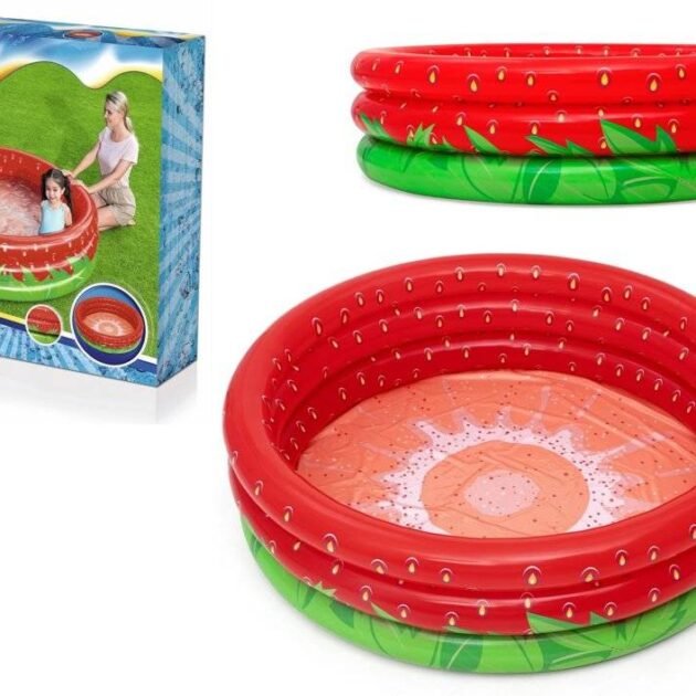 Piscine Ronde Gonflable “Fraise” Pour Enfants 160 x 38 cm – Fraîcheur et Fun pour l’Été