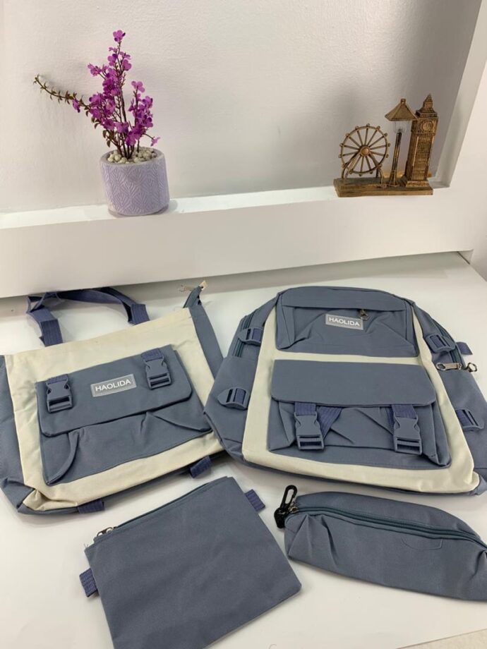 ⁦Ensemble de Sacs d’École 4 Pièces Kawaii HAOLIDA V2 – Bleu⁩ - الصورة ⁦4⁩