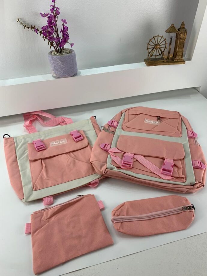 ⁦Ensemble de Sacs d’École 4 Pièces Kawaii HAOLIDA V2 – Rose⁩ - الصورة ⁦3⁩
