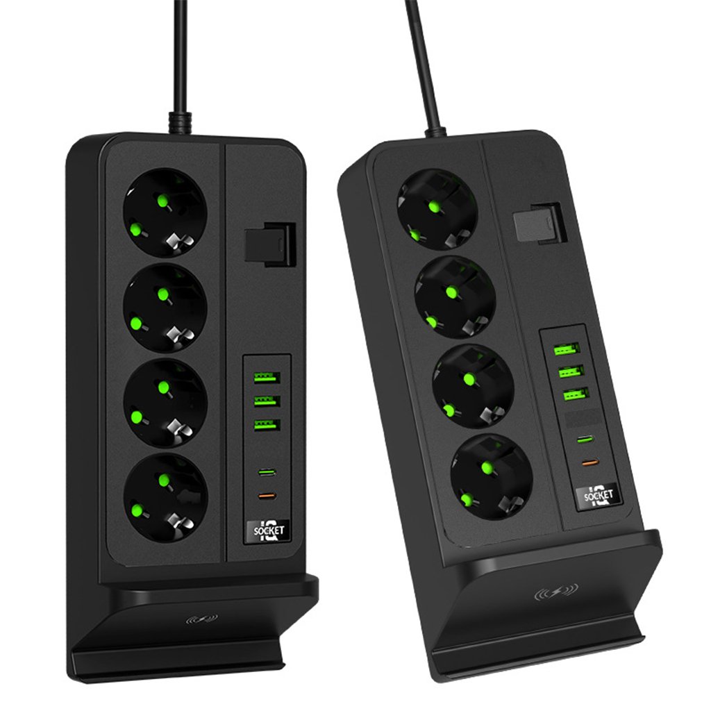 Multiprise 4 Prises 2500W avec USB, Type-C & Charge Sans Fil – Station d’Alimentation Intelligente Tout-en-Un
